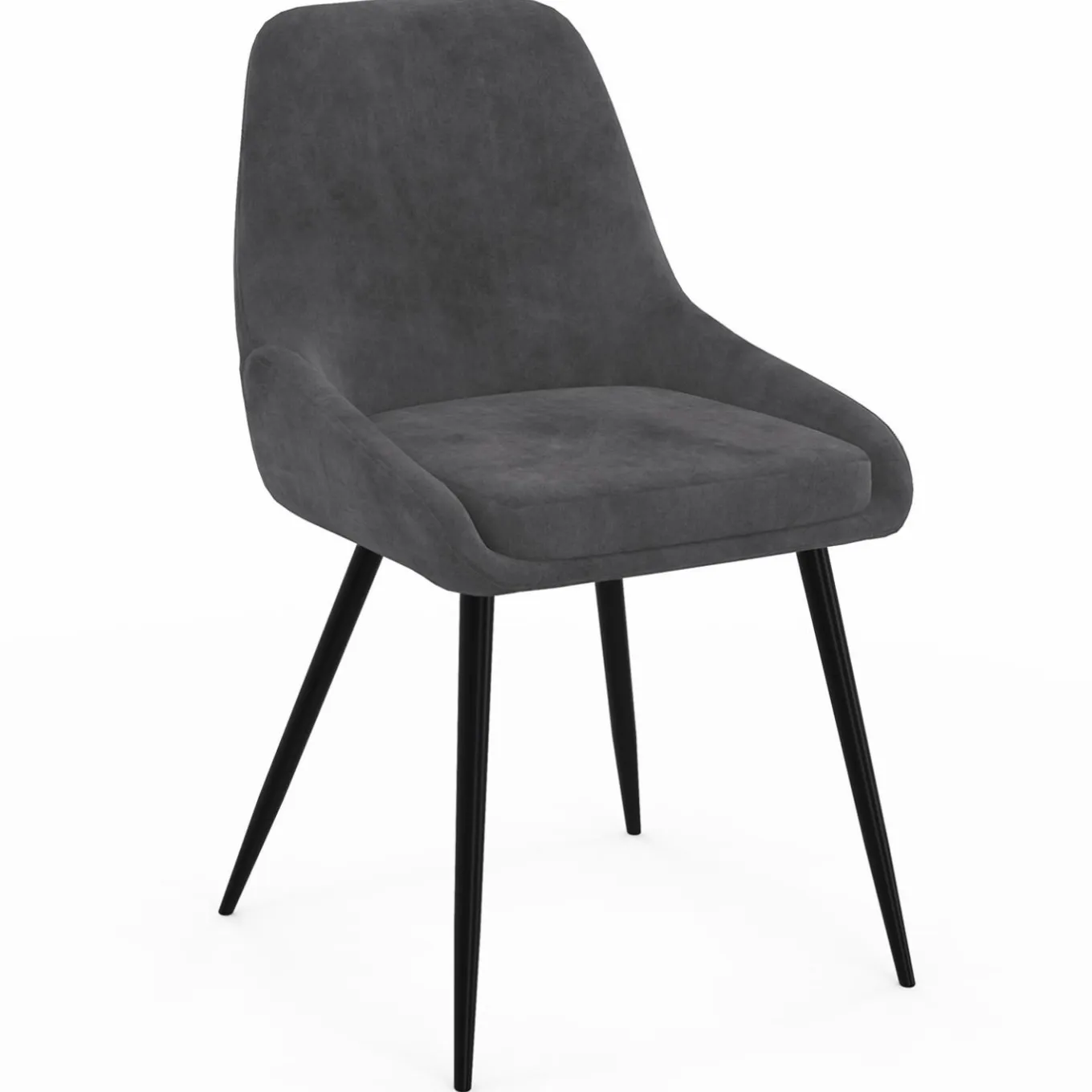 IDMarket Lot de 4 chaises avec accoudoirs en velours gris foncé* Collection Vintage|Salle À Manger Complète