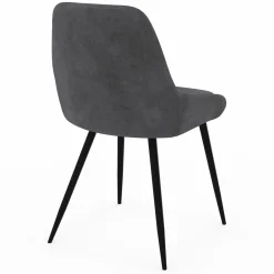 IDMarket Lot de 4 chaises avec accoudoirs en velours gris foncé* Collection Vintage|Salle À Manger Complète