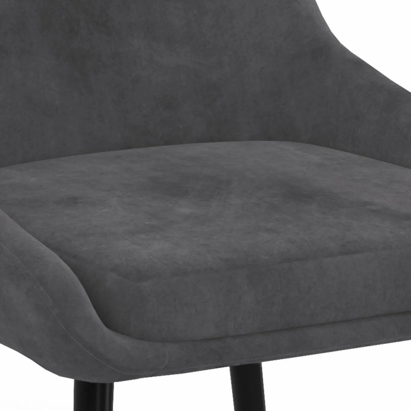 IDMarket Lot de 4 chaises avec accoudoirs en velours gris foncé* Collection Vintage|Salle À Manger Complète