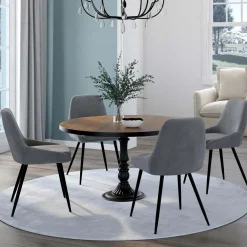 IDMarket Lot de 4 chaises avec accoudoirs en velours gris clair* Collection Vintage|Salle À Manger Complète