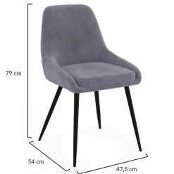 IDMarket Lot de 4 chaises avec accoudoirs en velours gris clair* Collection Vintage|Salle À Manger Complète