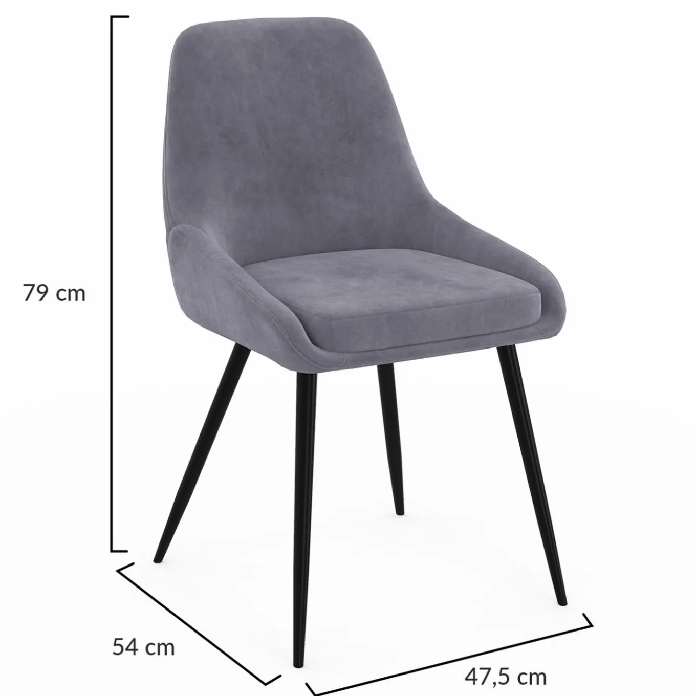 IDMarket Lot de 4 chaises avec accoudoirs en velours gris clair* Collection Vintage|Salle À Manger Complète