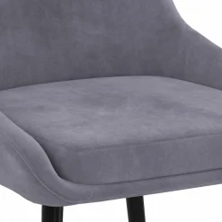 IDMarket Lot de 4 chaises avec accoudoirs en velours gris clair* Collection Vintage|Salle À Manger Complète