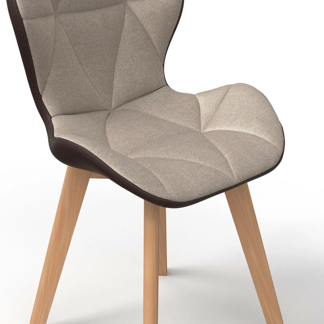 IDMarket Lot de 4 chaises bi-matière en tissu et PU marron et taupe pour salle à manger* Collection Scandinave|Chaises