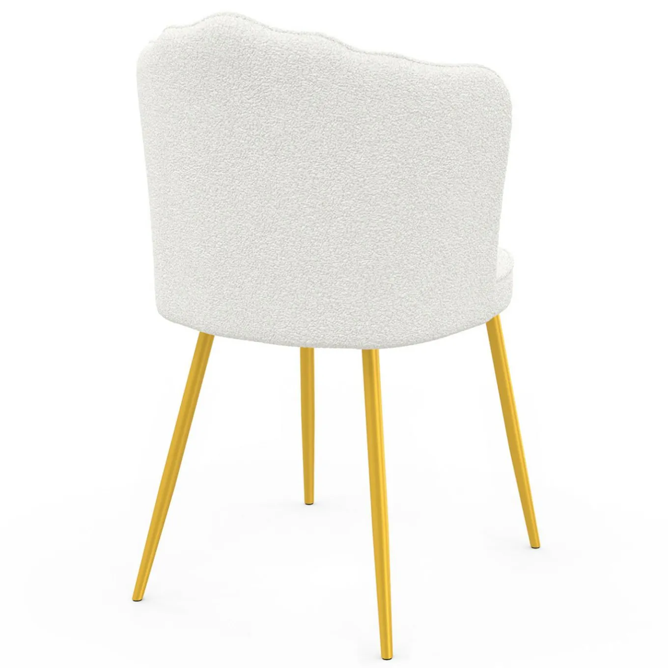 IDMarket Lot de 2 chaises bouclette blanche, dossier coquillage, pieds dorés* Chaises|Salle À Manger Complète