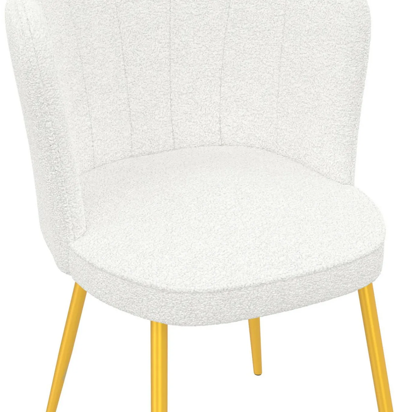 IDMarket Lot de 2 chaises bouclette blanche, dossier coquillage, pieds dorés* Chaises|Salle À Manger Complète