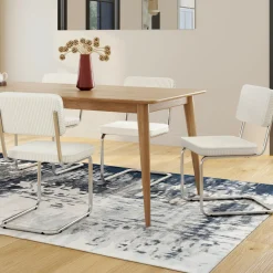 IDMarket Lot de 4 chaises cantilever en velours côtelé beige et pied métal* Chaises|Tables Et Chaises