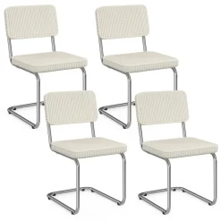 IDMarket Lot de 4 chaises cantilever en velours côtelé beige et pied métal* Chaises|Tables Et Chaises