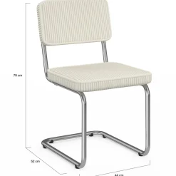 IDMarket Lot de 4 chaises cantilever en velours côtelé beige et pied métal* Chaises|Tables Et Chaises