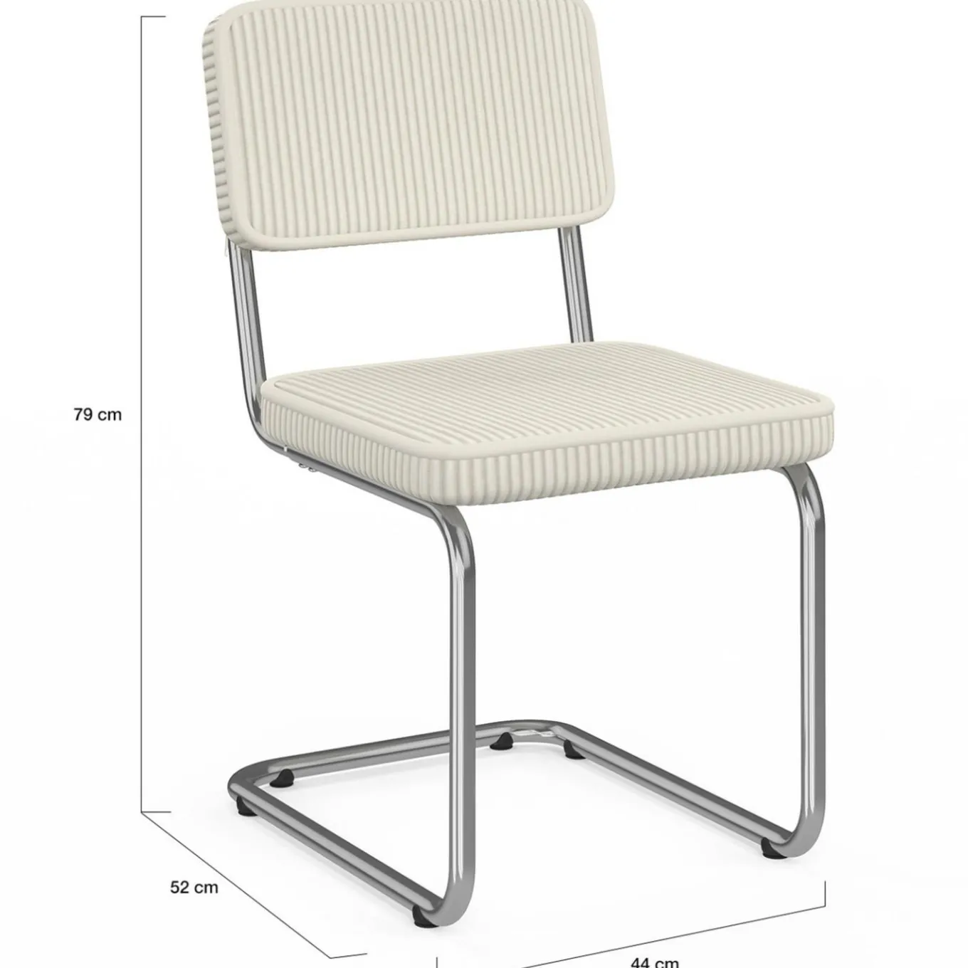 IDMarket Lot de 4 chaises cantilever en velours côtelé beige et pied métal* Chaises|Tables Et Chaises