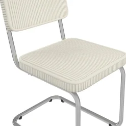IDMarket Lot de 4 chaises cantilever en velours côtelé beige et pied métal* Chaises|Tables Et Chaises