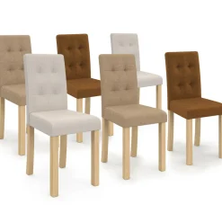 IDMarket Lot de 6 chaises capitonnées tricolore taupe, beige et marron* Collection Scandinave|Chaises