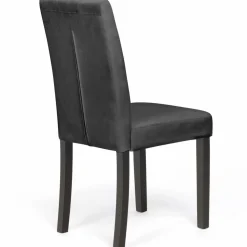 IDMarket Lot de 4 chaises capitonnées en velours gris pieds noirs* Collection Contemporaine|Chaises