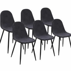 IDMarket Lot de 6 chaises confortables en velours gris foncé* Chaises|Tables Et Chaises