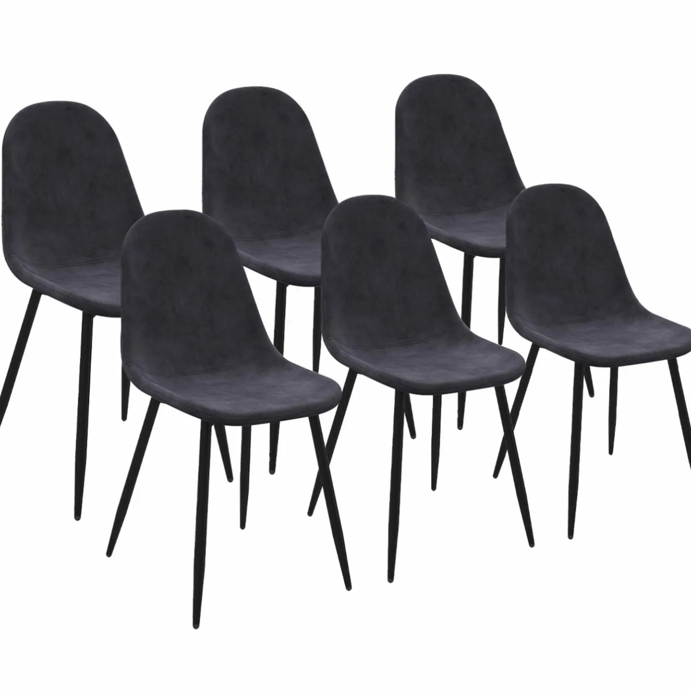 IDMarket Lot de 6 chaises confortables en velours gris foncé* Chaises|Tables Et Chaises