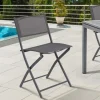 IDMarket Lot de 4 chaises de jardin pliantes grises en acier et textilène* Salons De Jardin