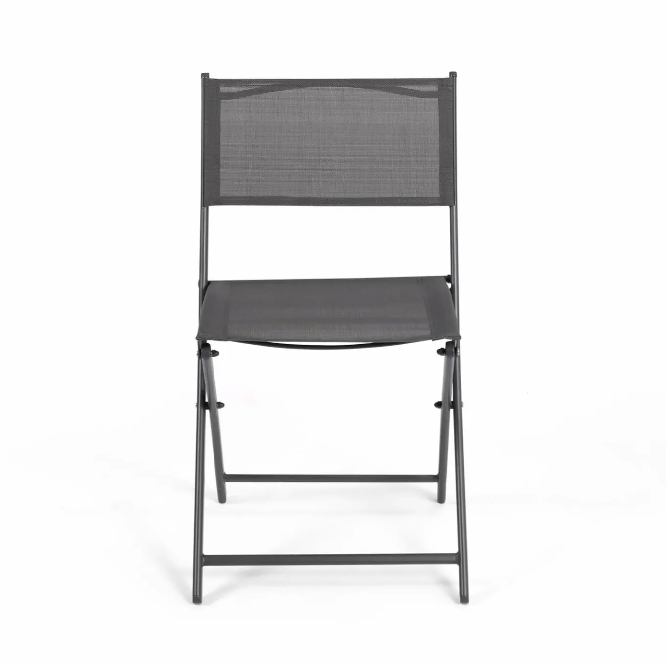 IDMarket Lot de 4 chaises de jardin pliantes grises en acier et textilène* Salons De Jardin