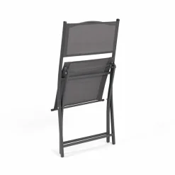 IDMarket Lot de 4 chaises de jardin pliantes grises en acier et textilène* Salons De Jardin