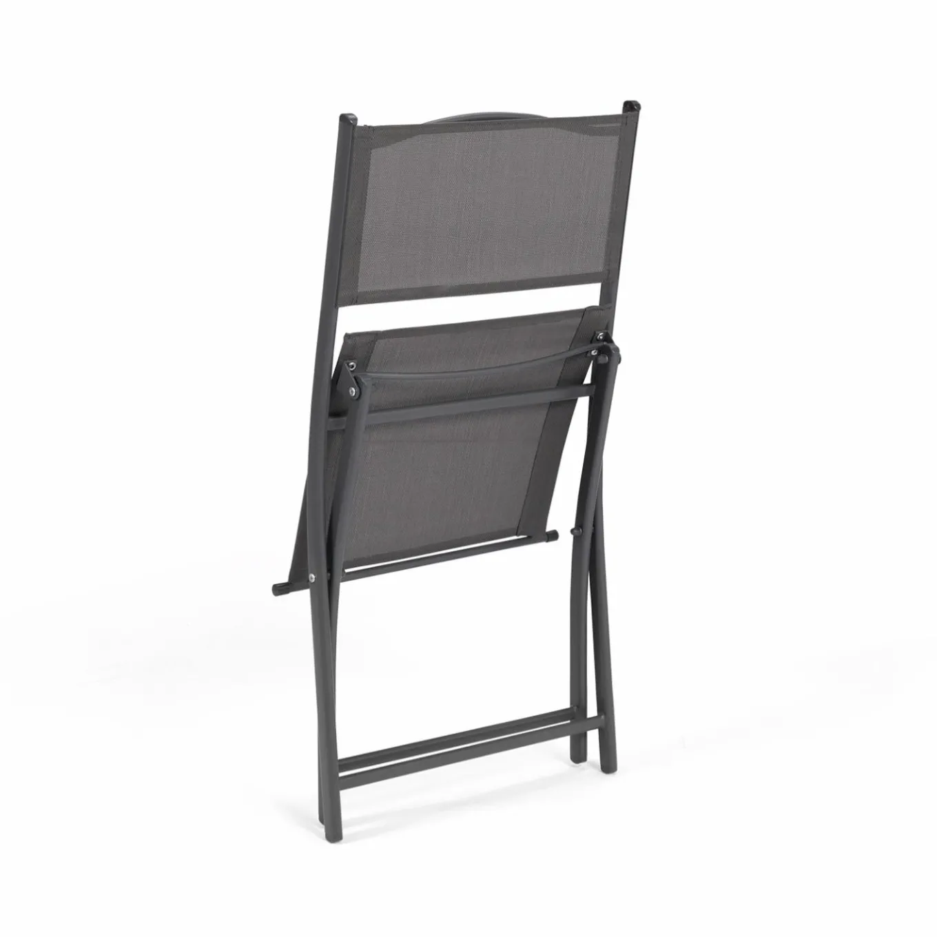 IDMarket Lot de 4 chaises de jardin pliantes grises en acier et textilène* Salons De Jardin