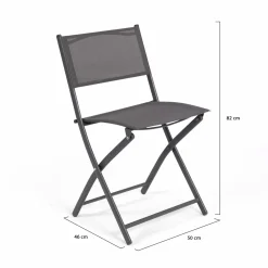 IDMarket Lot de 4 chaises de jardin pliantes grises en acier et textilène* Salons De Jardin