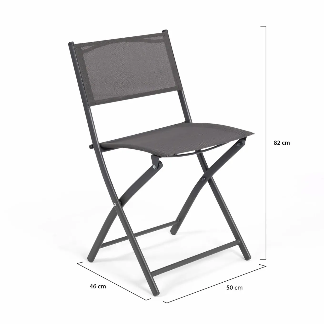 IDMarket Lot de 4 chaises de jardin pliantes grises en acier et textilène* Salons De Jardin