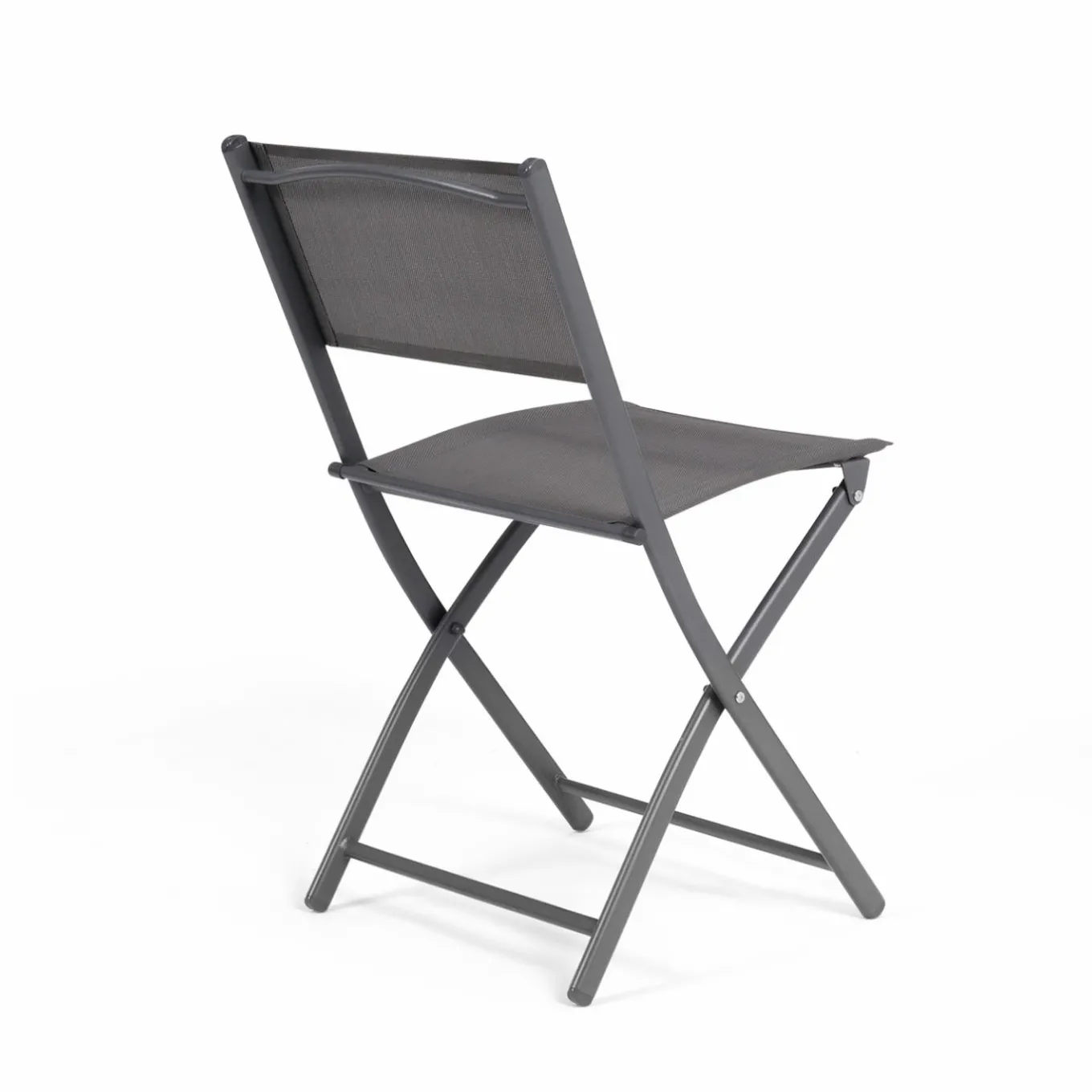 IDMarket Lot de 4 chaises de jardin pliantes grises en acier et textilène* Salons De Jardin