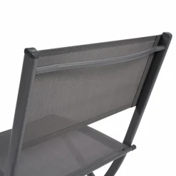 IDMarket Lot de 4 chaises de jardin pliantes grises en acier et textilène* Salons De Jardin