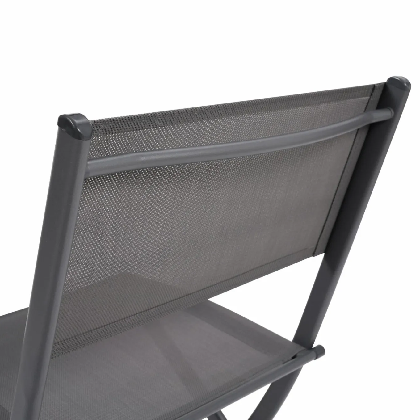 IDMarket Lot de 4 chaises de jardin pliantes grises en acier et textilène* Salons De Jardin