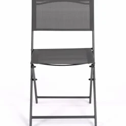 IDMarket Lot de 6 chaises de jardin pliantes gris anthracite en métal et textilène* Salons De Jardin