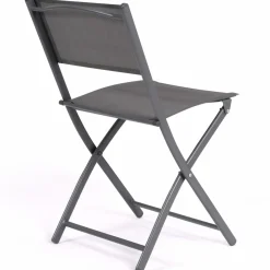 IDMarket Lot de 6 chaises de jardin pliantes gris anthracite en métal et textilène* Salons De Jardin