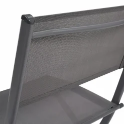 IDMarket Lot de 6 chaises de jardin pliantes gris anthracite en métal et textilène* Salons De Jardin