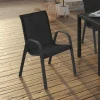 IDMarket Lot de 4 chaises de jardin empilables en métal noir et textilène* Salons De Jardin