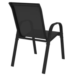 IDMarket Lot de 4 chaises de jardin empilables en métal noir et textilène* Salons De Jardin