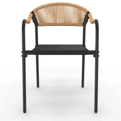IDMarket Lot de 4 chaises de jardin extérieures en métal, en cordage, en textilène et rotin clair* Salons De Jardin