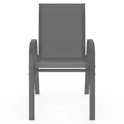 IDMarket Lot de 6 chaises de jardin empilables en métal gris, noir et bleu et textilène* Salons De Jardin