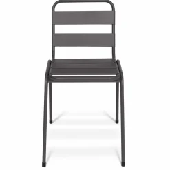 IDMarket Lot de 6 chaises de jardin empilables en acier gris anthracite, noir et bleu* Salons De Jardin