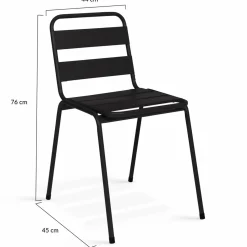 IDMarket Lot de 6 chaises de jardin empilables en acier gris anthracite, noir et bleu* Salons De Jardin