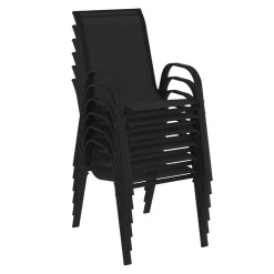 IDMarket Lot de 6 chaises de jardin empilables en métal noir et textilène* Salons De Jardin