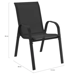 IDMarket Lot de 6 chaises de jardin empilables en métal noir et textilène* Salons De Jardin
