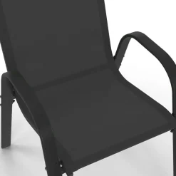 IDMarket Lot de 6 chaises de jardin empilables en métal noir et textilène* Salons De Jardin