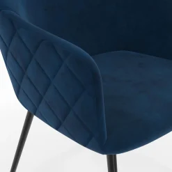 IDMarket Lot de 2 chaises de salle à manger design en velours bleu canard* Collection Vintage|Tables Et Chaises