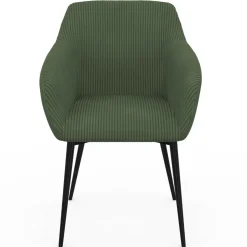 IDMarket Lot de 2 chaises de salle à manger, fauteuils de table en velours côtelé vert kaki* Chaises|Fauteuils