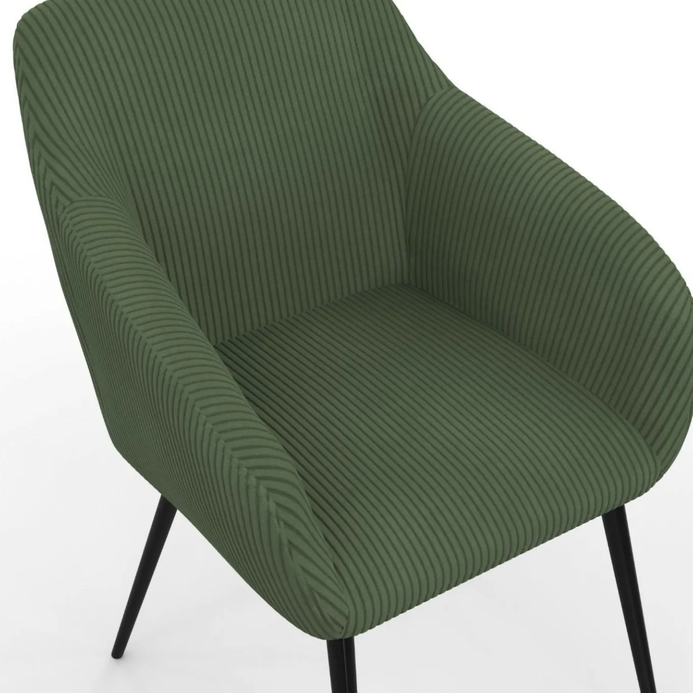 IDMarket Lot de 2 chaises de salle à manger, fauteuils de table en velours côtelé vert kaki* Chaises|Fauteuils