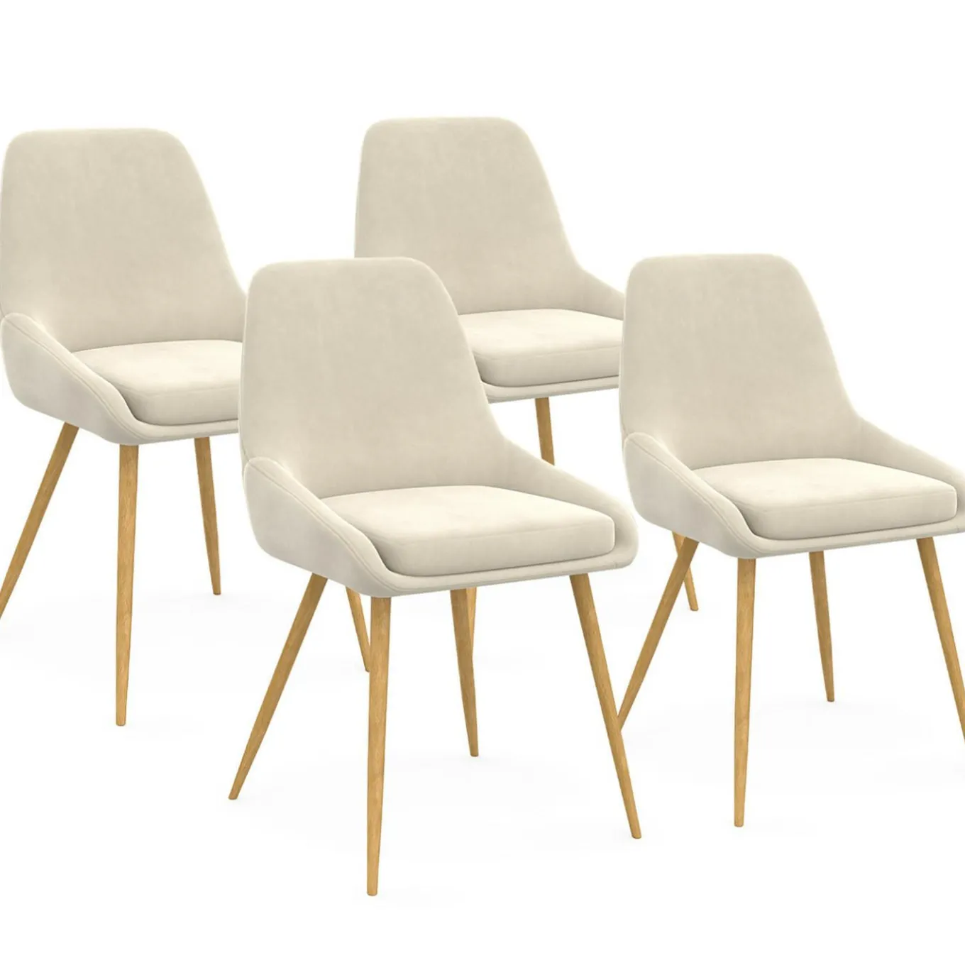 IDMarket Lot de 4 chaises de salle à manger en velours beige avec demi-accoudoirs* Chaises|Tables Et Chaises