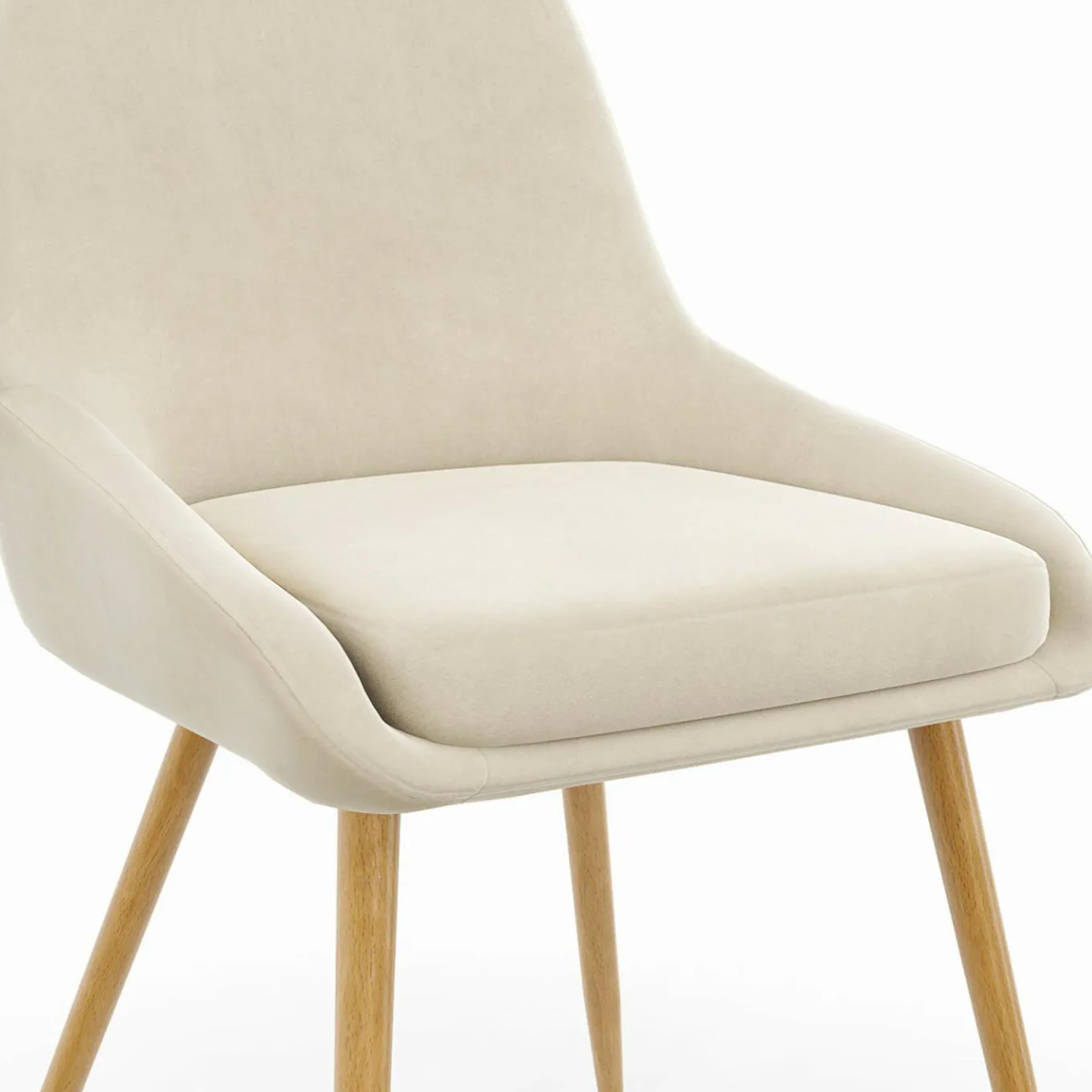 IDMarket Lot de 4 chaises de salle à manger en velours beige avec demi-accoudoirs* Chaises|Tables Et Chaises