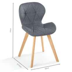IDMarket Lot de 4 chaises en tissu gris foncé design pour salle à manger* Collection Moderne|Collection Scandinave