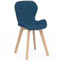 IDMarket Lot de 4 chaises en tissu bleu canard design pour salle à manger* Collection Moderne|Collection Scandinave