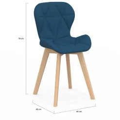 IDMarket Lot de 4 chaises en tissu bleu canard design pour salle à manger* Collection Moderne|Collection Scandinave