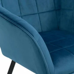 IDMarket Lot de 2 chaises en velours bleu canard avec accoudoirs* Collection Vintage|Collection Moderne