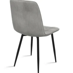 IDMarket Lot de 6 chaises en velours gris clair matelassé* Collection Vintage|Collection Moderne